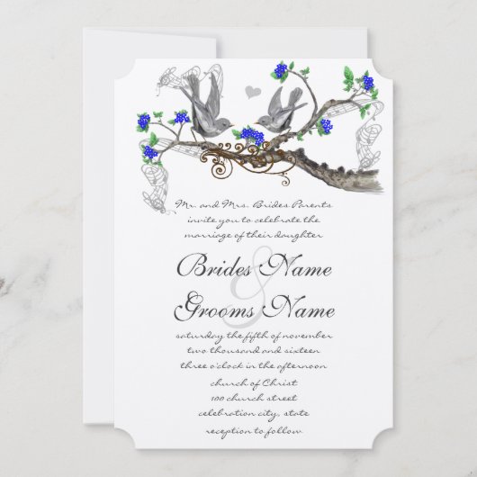  grijze vogels - koninklijk blauw kerriebloem kaart (Voorkant)