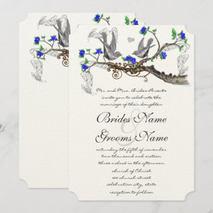  grijze vogels - koninklijk blauw kerriebloem kaart