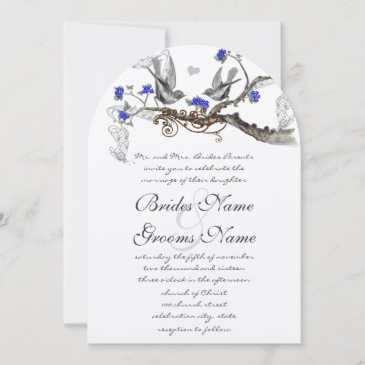  grijze vogels - koninklijk blauw kerriebloem kaart (Voorkant)