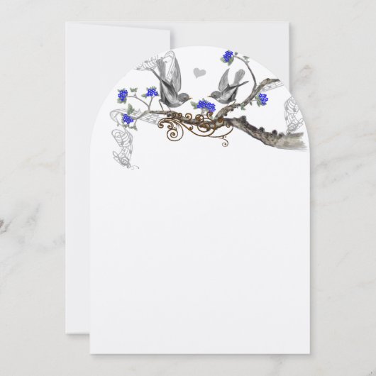  grijze vogels - koninklijk blauw kerriebloem kaart (Achterkant)