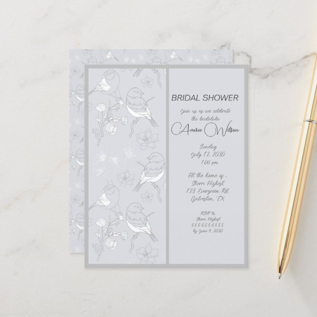 Grijze vogels op grijze achtergrond (Voorkant / Achterkant in situ)