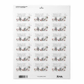 Grijze Vogels Rode Bloeiende Tak RSVP Etiket (Full Sheet)