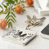 grijze vogels White Daisy Wedding Sleutelhanger (Zijkant)