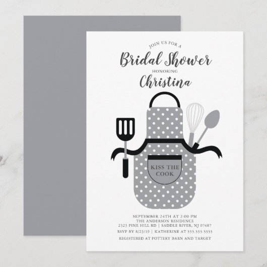 Grijze voorraad van de Keukenbridal-douche Kaart (Voorkant / Achterkant)