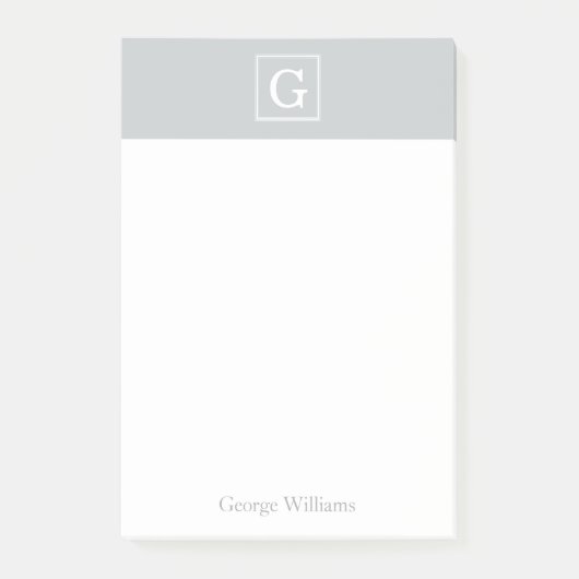 Grijze vorm van monogram, gepersonaliseerd post-it® notes (Voorkant)