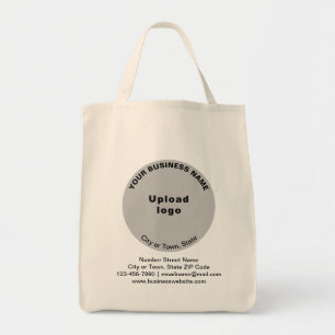 Grijze vormgeving bedrijfsmerk op de markt tote bag