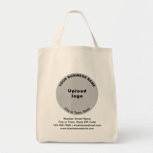 Grijze vormgeving bedrijfsmerk op de markt tote bag (Voorkant)
