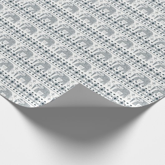 Grijze vormgeving met ellefant design cadeaupapier (Hoek)