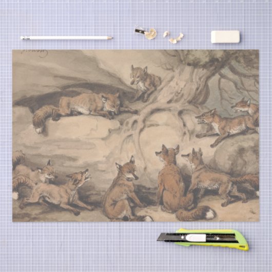 Grijze vos (Canis virginianus) Tissuepapier (Craft)