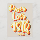 Grijze Vrede Liefde Retro Groovy 18e Verjaardag Briefkaart (Voorkant)
