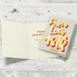 Grijze Vrede Liefde Retro Groovy 18e Verjaardag Kaart
