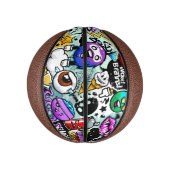 Grijze vruchten en groenten Graffiti Basketbal (Verticaal)