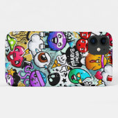 Grijze vruchten en groenten Graffiti Case-Mate iPhone Case (Achterkant (horizontaal))