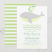 Grijze walvis Geslacht Neutraal Baby shower Uitnod Kaart (Voorkant / Achterkant)