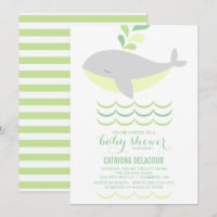 Grijze walvis Geslacht Neutraal Baby shower Uitnod