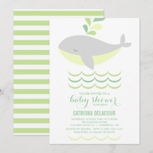Grijze walvis Geslacht Neutraal Baby shower Uitnod Kaart