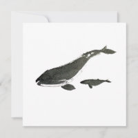 Grijze walvis Mam en baby sumie inktschilderij