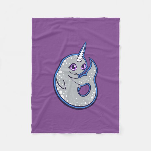 Grijze walvis met inkttekening fleece deken (Voorkant)