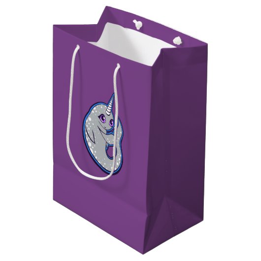 Grijze walvis met inkttekening medium cadeauzakje (Voorkant Gekanteld)