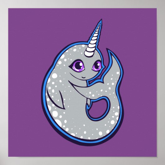 Grijze walvis met inkttekening poster (Voorkant)