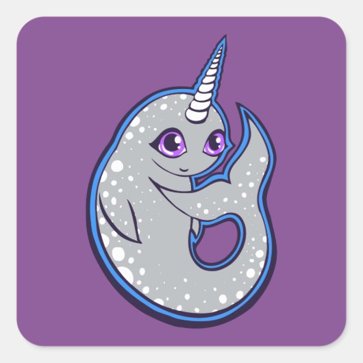 Grijze walvis met inkttekening vierkante sticker (Voorkant)