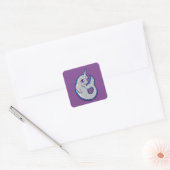 Grijze walvis met inkttekening vierkante sticker (Envelop)