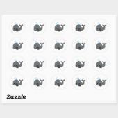 Grijze walvis ronde sticker (Vel)