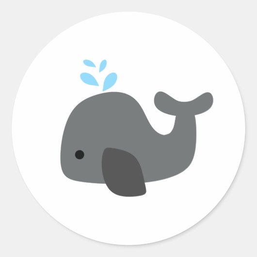 Grijze walvis ronde sticker (Voorkant)