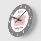 Grijze wasruimte op maat ronde klok (Hoek)