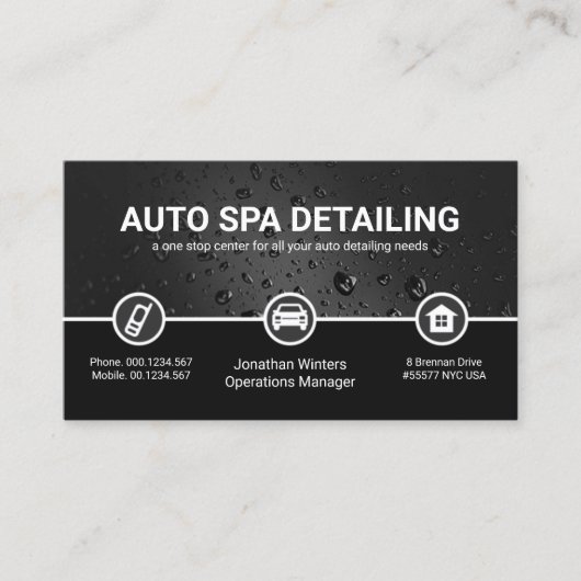 Grijze waterdruppel Speciale auto-omgrenzingsspoel Visitekaartje (Voorkant)