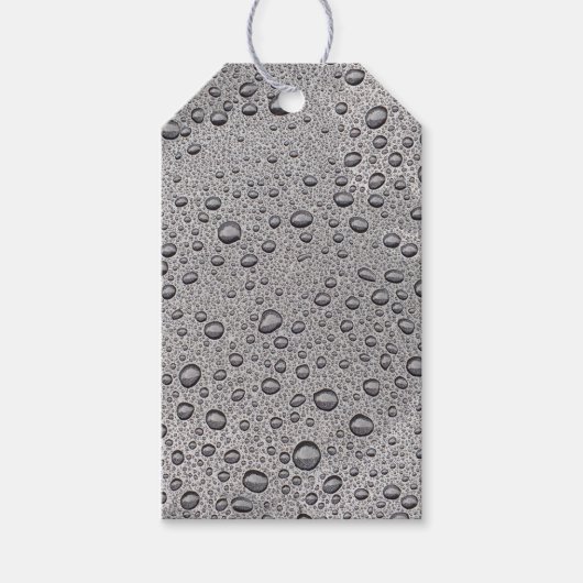 Grijze waterdruppels cadeaulabel (Voorkant)