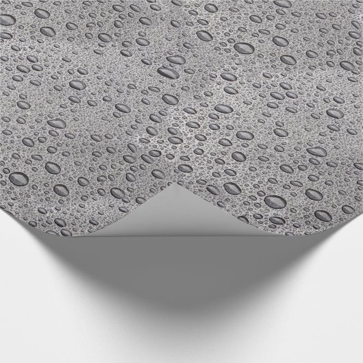 Grijze waterdruppels cadeaupapier (Hoek)