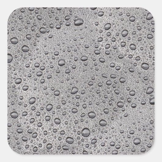 Grijze waterdruppels vierkante sticker (Voorkant)