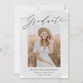 Grijze Waterverf 4 Foto Afstuderen Aankondiging (Voorkant)