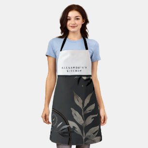 Grijze Waterverf Aangepaste naam zwart-witbib Schort