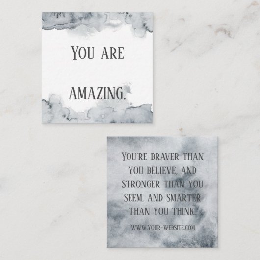 Grijze Waterverf Bevestiging Kaarten Vierkante Visitekaartje (Voorkant / Achterkant)