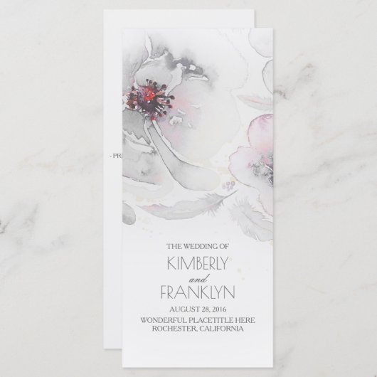 Grijze Waterverf Bloemen Boho Wedding Programma's (Voorkant / Achterkant)