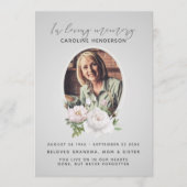 Grijze Waterverf Bloemen Foto 2-pagina begrafenis Programmakaart (Voorkant)