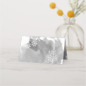 Grijze waterverf & bomen winter bruiloft escort ka plaatskaartje (Achterkant)