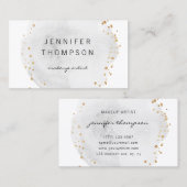 Grijze Waterverf Cirkel Goud Stip Visitekaartje (Voorkant / Achterkant)