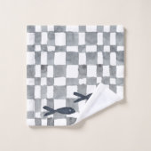 Grijze Waterverf Controles vishanddoekset Bad Handdoek (Wasdoekje)
