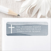 Grijze Waterverf & Cross Religious Retouradres Etiket (Insitu)