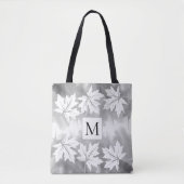 Grijze waterverf, esdoorbladeren en monogram tote bag (Voorkant)