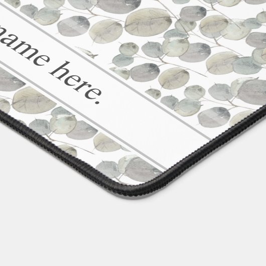 Grijze Waterverf Eucalyptus laat aangepaste tekst  Bureaumat (Hoek)