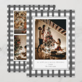 Grijze Waterverf Flannel Foto Feestdagenkaart (Voorkant / Achterkant)