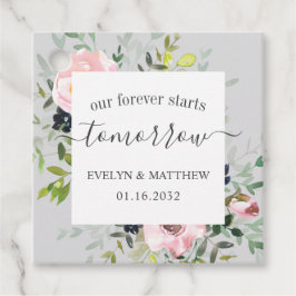 Grijze Waterverf Floral Forever begint morgen Bedankjes Labels