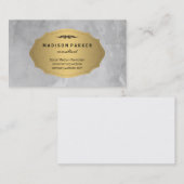 Grijze Waterverf geborsteld Elegant Faux Gold Labe Visitekaartje (Voorkant / Achterkant)