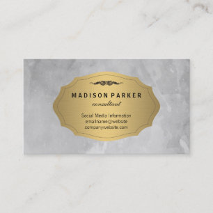 Grijze Waterverf geborsteld Elegant Faux Gold Labe Visitekaartje