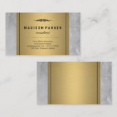 Grijze Waterverf geborsteld Elegant Faux Gold Labe Visitekaartje (Voorkant / Achterkant)