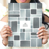 Grijze Waterverf Geometrische 2025 Monogram Planner